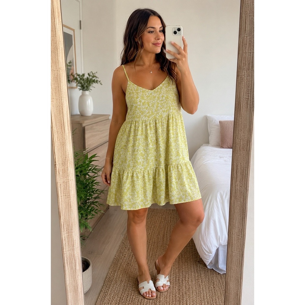 Primark Lime Floral Tiered Cami Dress – XL